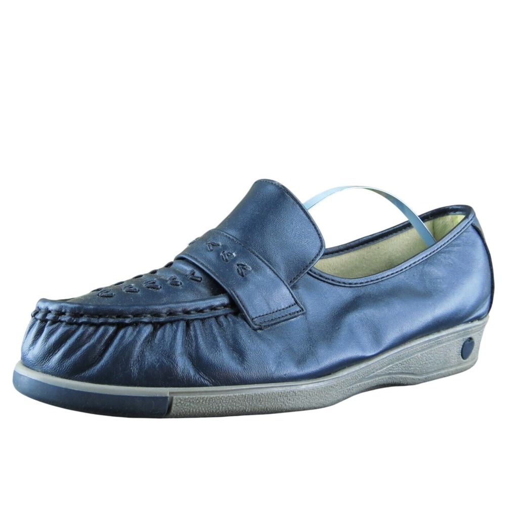 Nurse Mates Comfort Women Slip-On Shoes Blue Leather Slip On Size 8.5‎ Medium